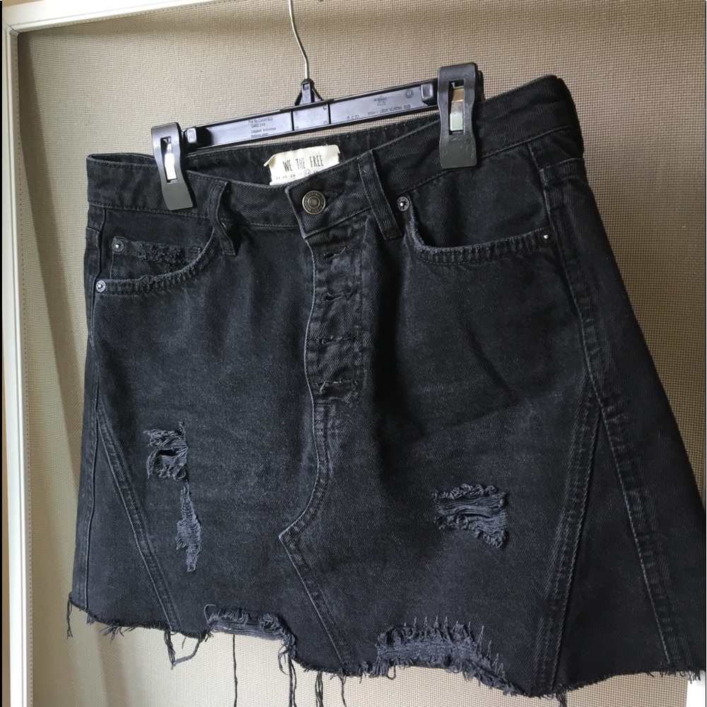 Free People Black Denim Skirt